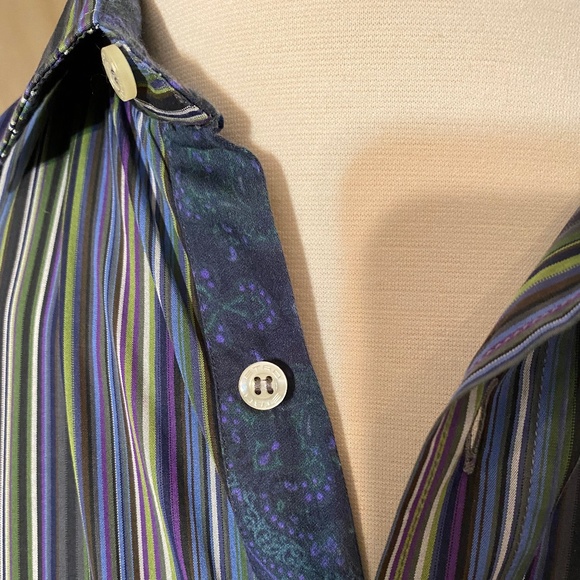 ETRO Mens Striped Button Down Shirt Sz 41 - Picture 8 of 8